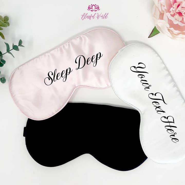 The Blissful – wholesale Sleep/eye mask – Inexpensive Personalized Party Sleep / Eye Mask for Birthday Box, Bridesmaid Proposal Set, Thank you gift, Wedding Favor Bag, Bridal Shower, Couple Set, Wedding Gift