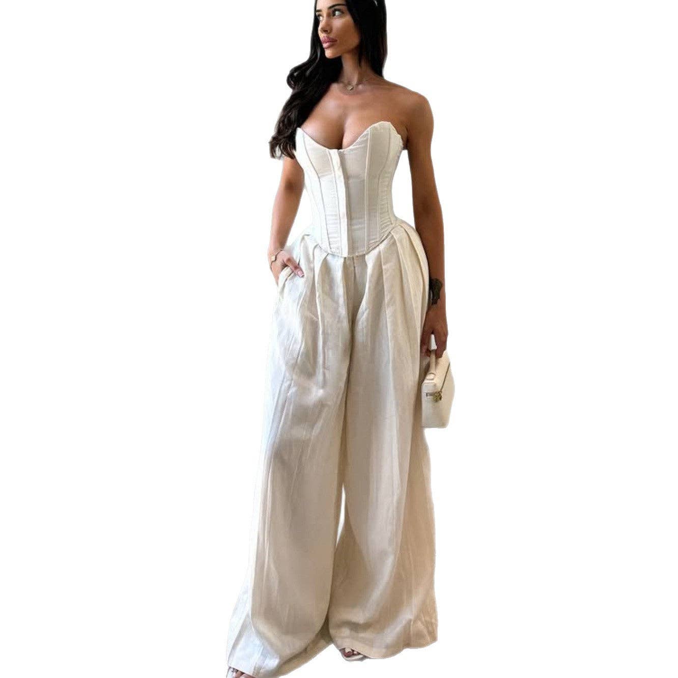 White Elegant Corset Tank Flattering Fit Global Style for wholesale on Faire5