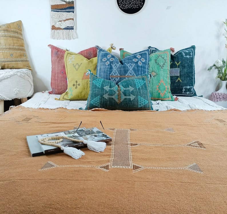 Urban Adorn - Wholesale Throw Pillow Cover - Teal Colour Moroccan Silk Inspired Linen Cushion Cover4