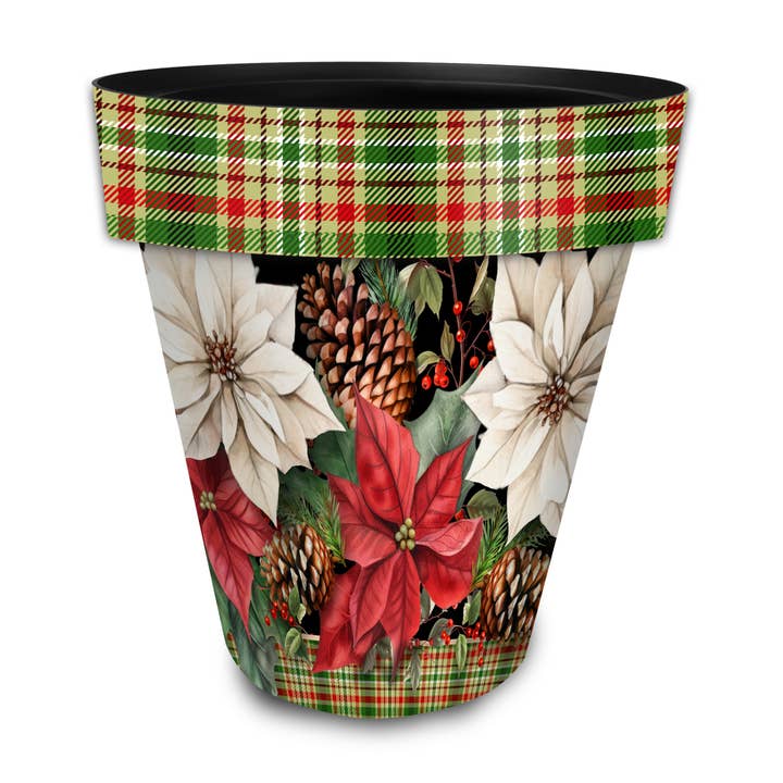 Mixed Poinsettias Planter for wholesale by Briarwood Lane