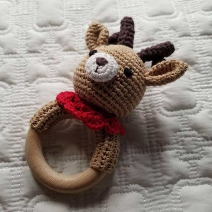 Christmas Reindeer Hand Crocheted Rattle for wholesale by D & C TOYS