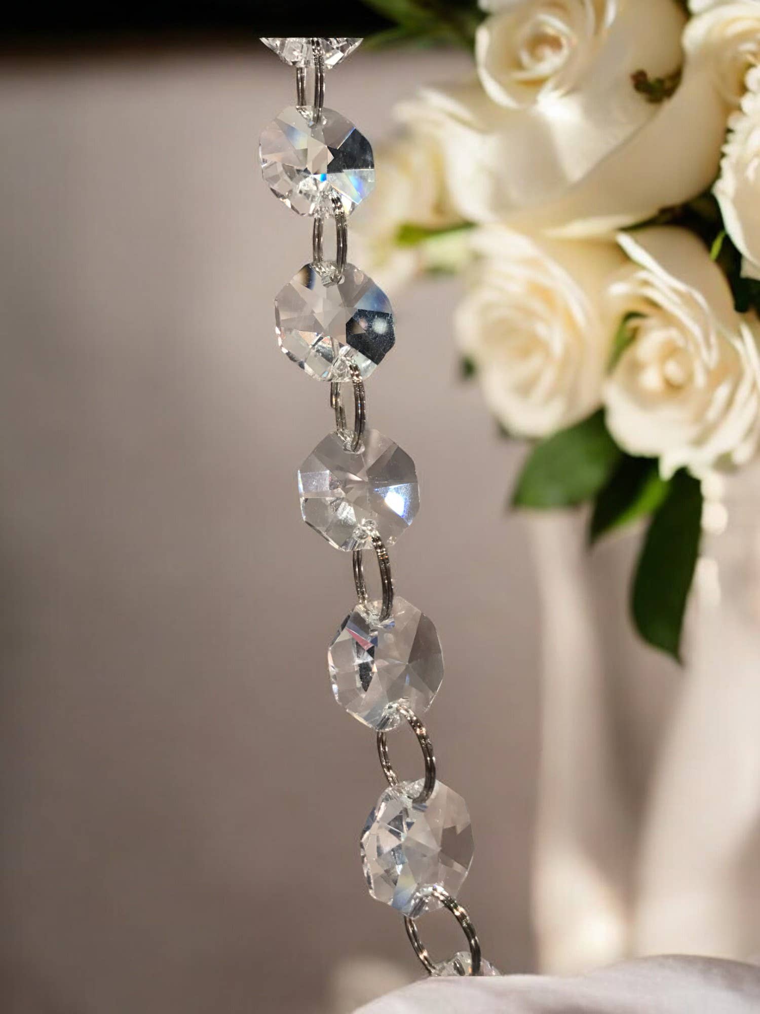 Decor N Beyond - Wholesale Bunting/Garland - 36" Octagon Crystal Bead Chain with Jump Ring Connectors2