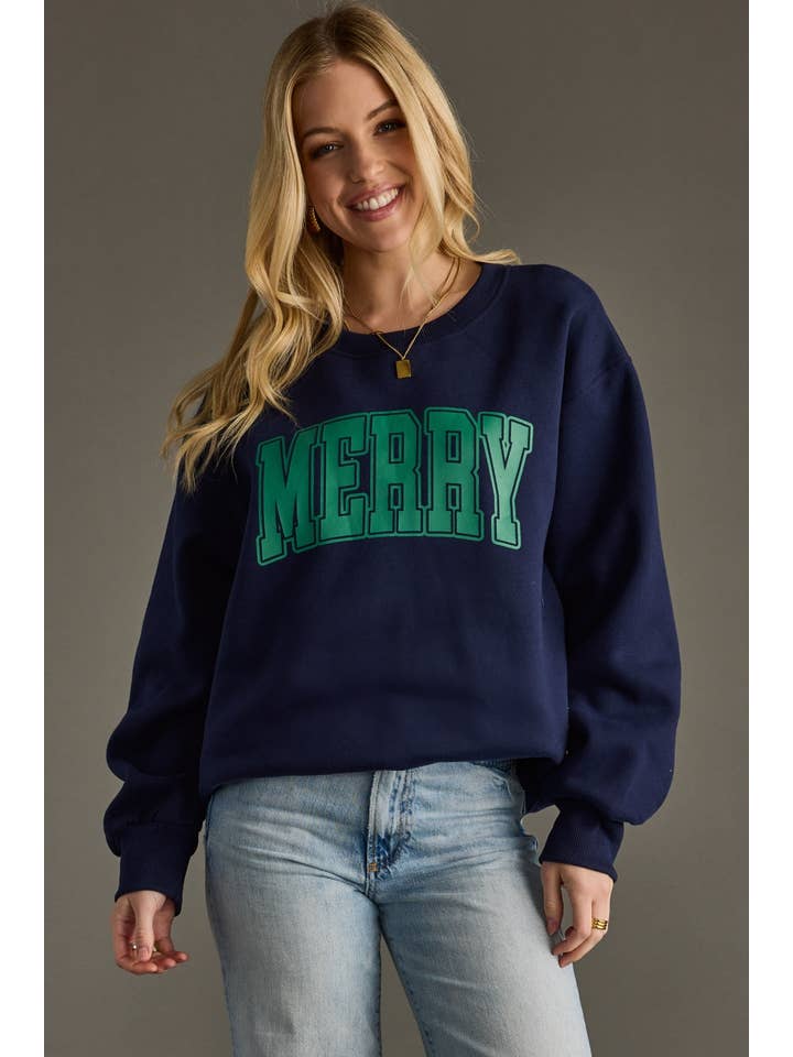 Panache Apparel Co. – wholesale Graphic sweatshirt – Women’s – Navy Merry Sweatshirt