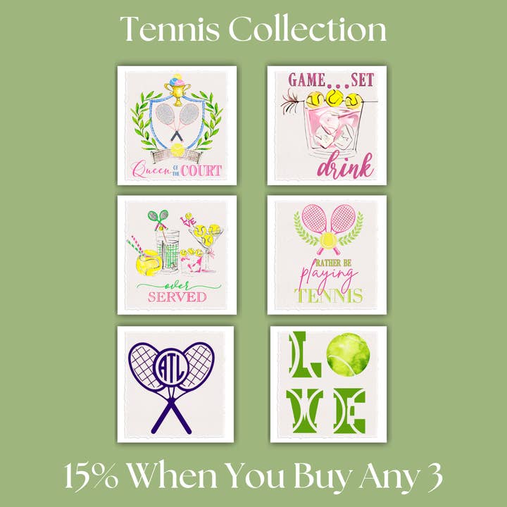 Cottage & Club - Wholesale Tea towel - Tennis Monogram Cross Racket Tea Towel8