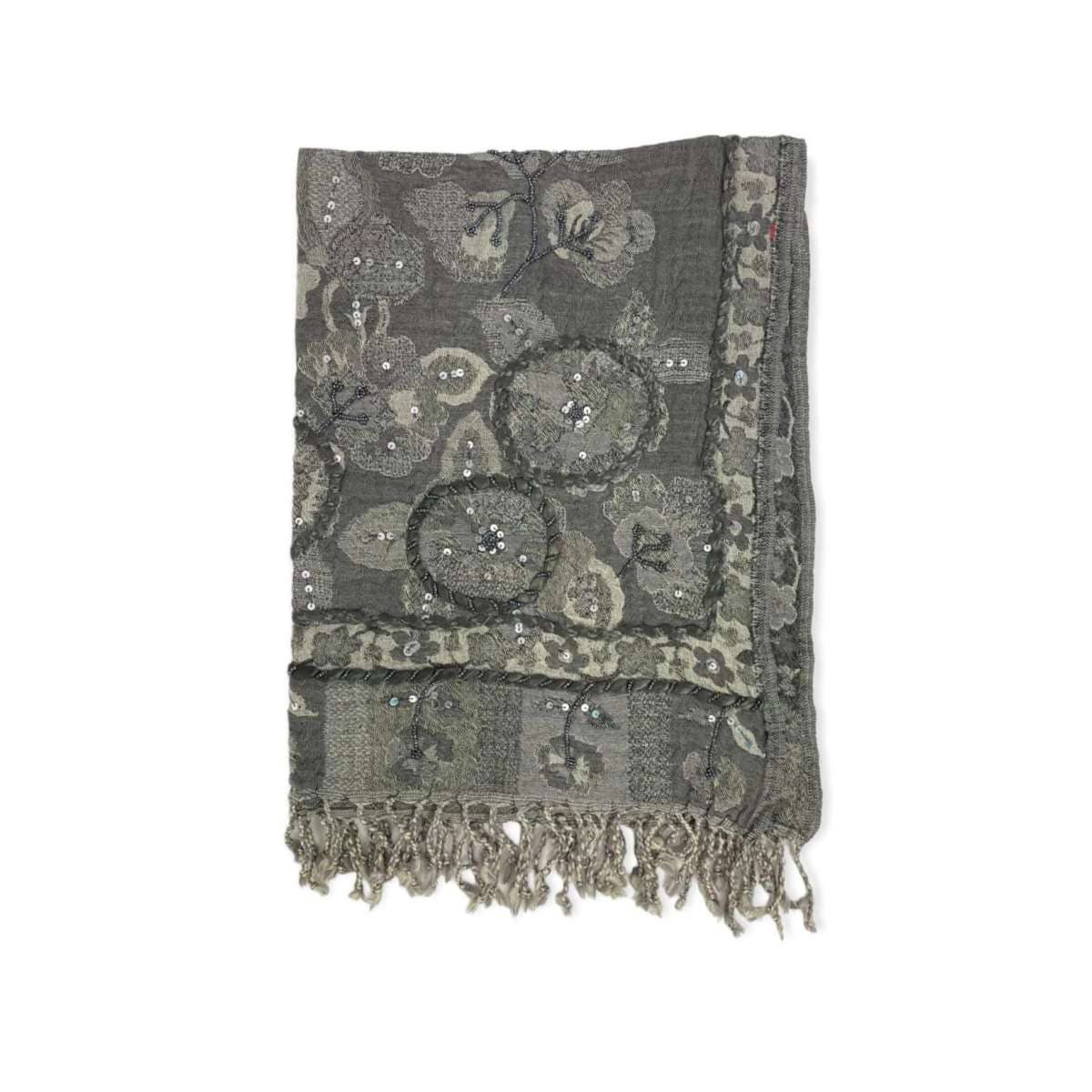 Chenson & Gorett – Cachecol - Mulher por atacado – Lenço Étnico Indiano de Lã com Paetês e Bordados13