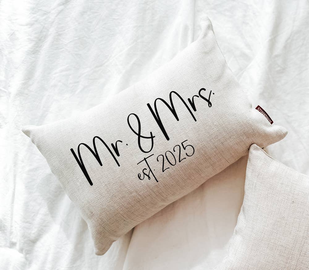 521handmade - Wholesale Throw/Decorative Pillow - Mr. & Mrs. Est. 2025 Lumbar Throw Pillow0