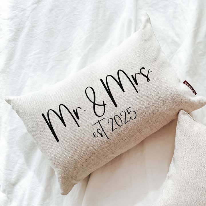 Mr. & Mrs. Est. 2025 Lumbar Throw Pillow for wholesale by 521handmade