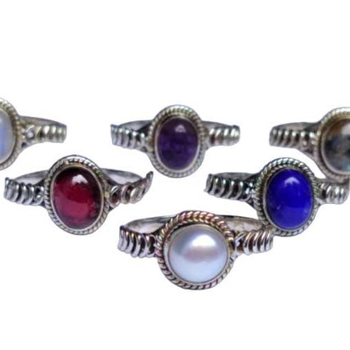 Pack of 10 Pieces 925 Sterling Silver Rings With Gemstones for wholesale by SILVER CAVE