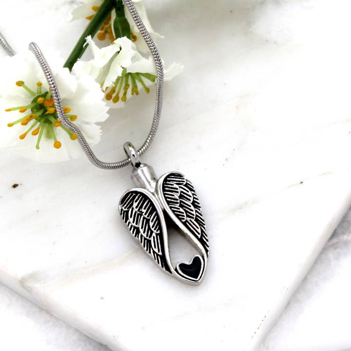Anavia - Vendita all'ingrosso Collana con ciondolo/pendaglio - Collana commemorativa con cenere a forma di angelo custode a forma di cuore