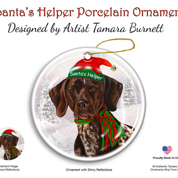 Pet Gifts USA, LLC - Wholesale Ornament - German Shorthaired Pointer Santa's Helper Christmas Ornament