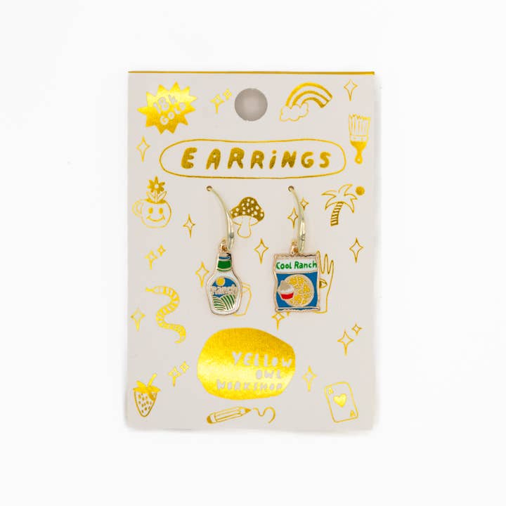 Yellow Owl Workshop - Wholesale Dangle Earrings - Cool Ranch Dressing Earrings - Gold Junk Food Jewelry