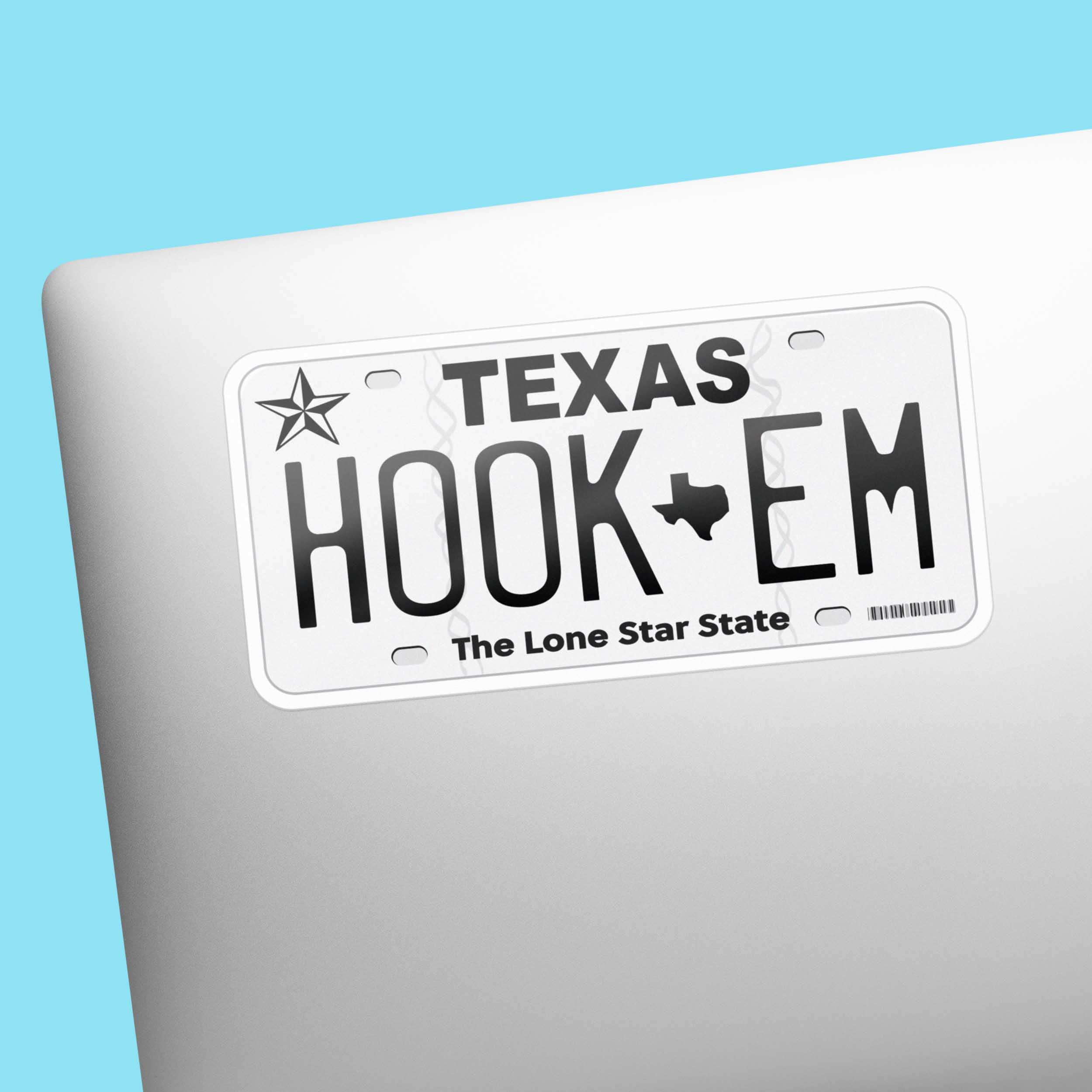 Sentinel Supply - Wholesale Sticker - Hook Em Texas License Plate Sticker1