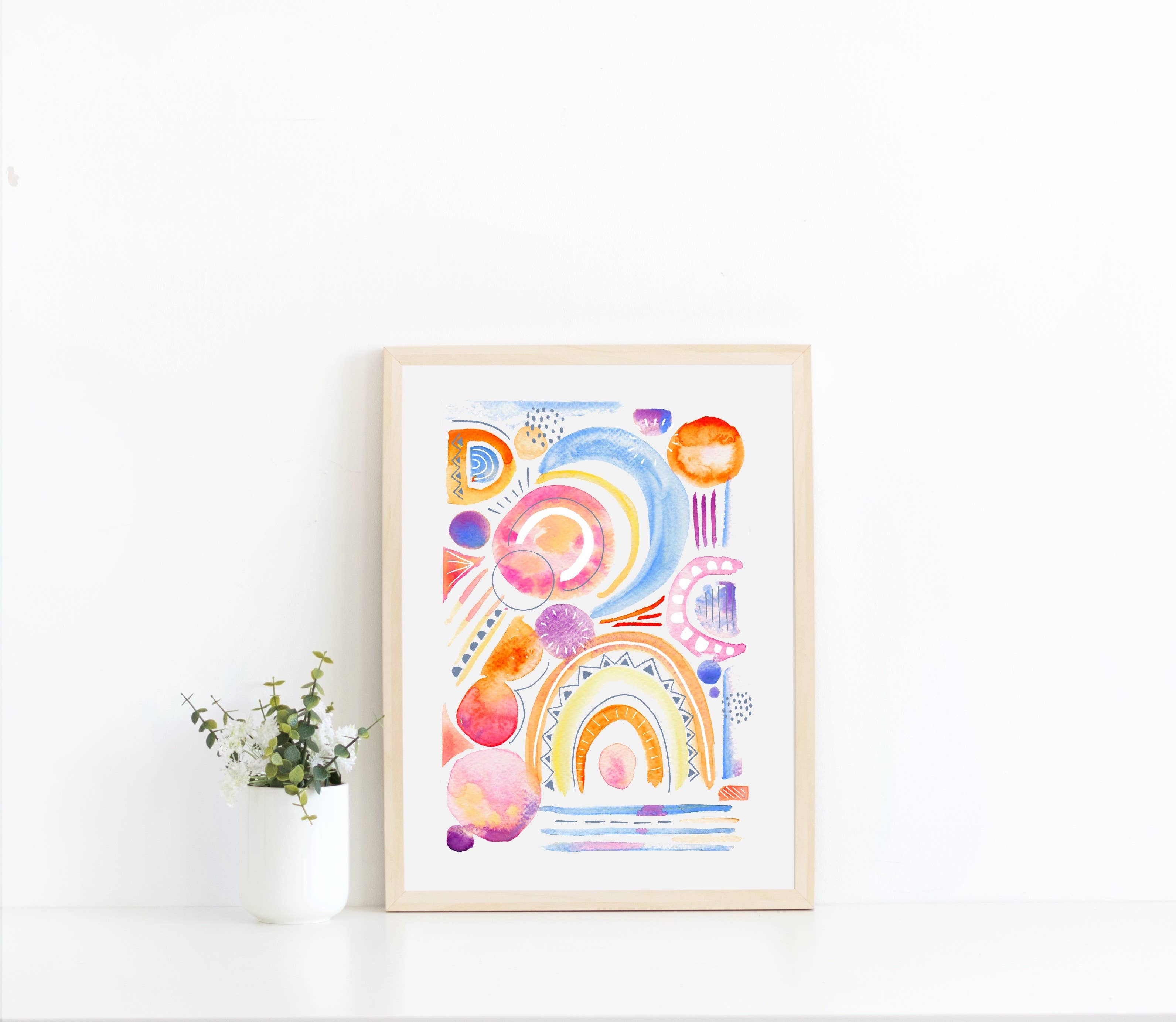 Laura K Maxwell - Wholesale Art Print - Sunny Sunday Art Print / Bright Abstract Watercolor Art2