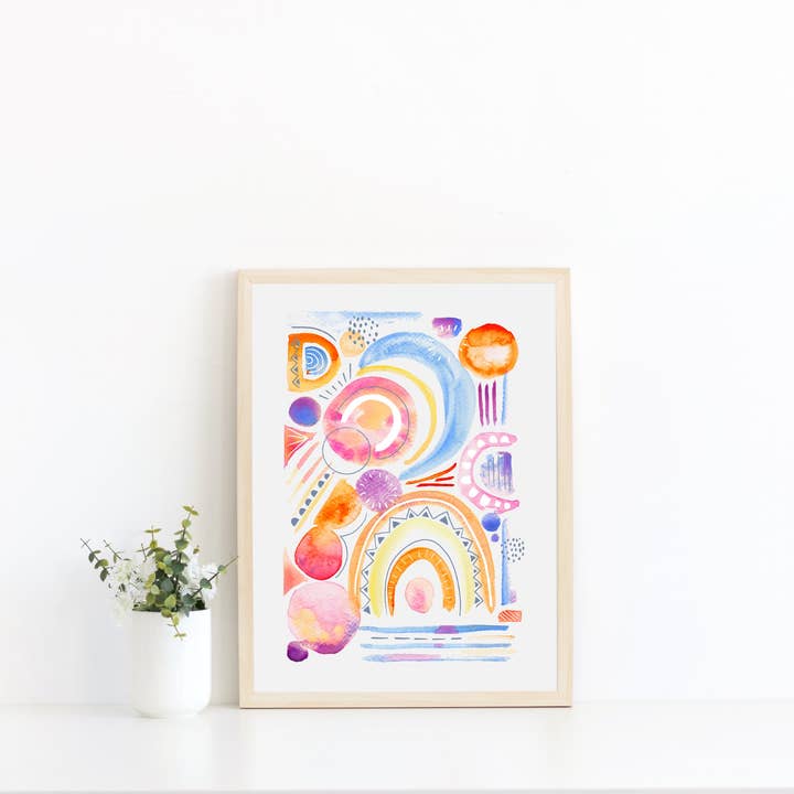 Laura K Maxwell - Wholesale Art Print - Sunny Sunday Art Print / Bright Abstract Watercolor Art2