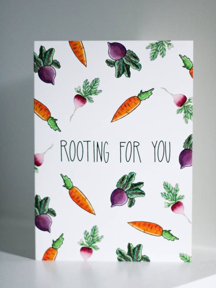 Rooting For dig | Vegetabilsk ordspil opmuntring kort for engroshandel hos Scribbles and Doodlez
