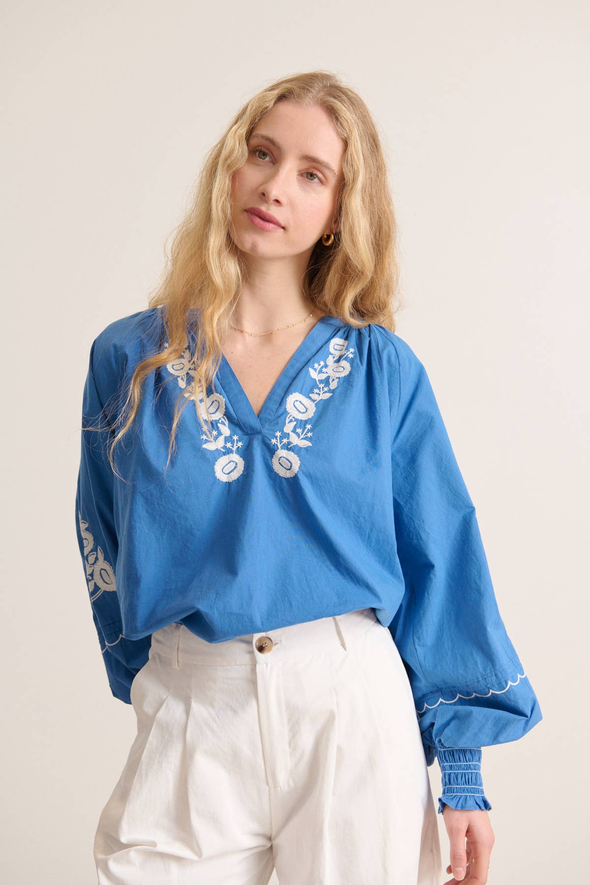 Blue Embroidered blouse - VERA for wholesale on Faire1