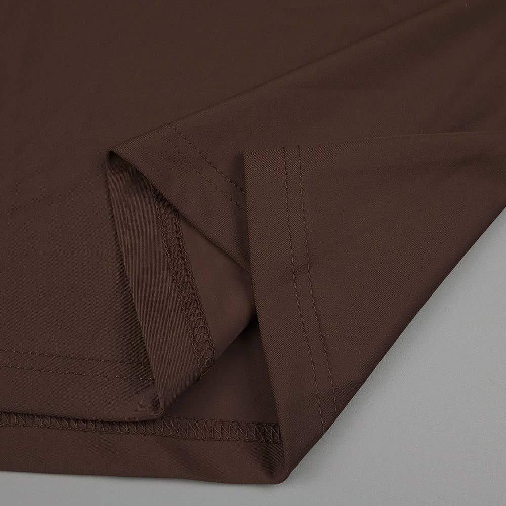 DR316 Elegant Chocolate Gathered Waist Maxi Dress for wholesale on Faire12