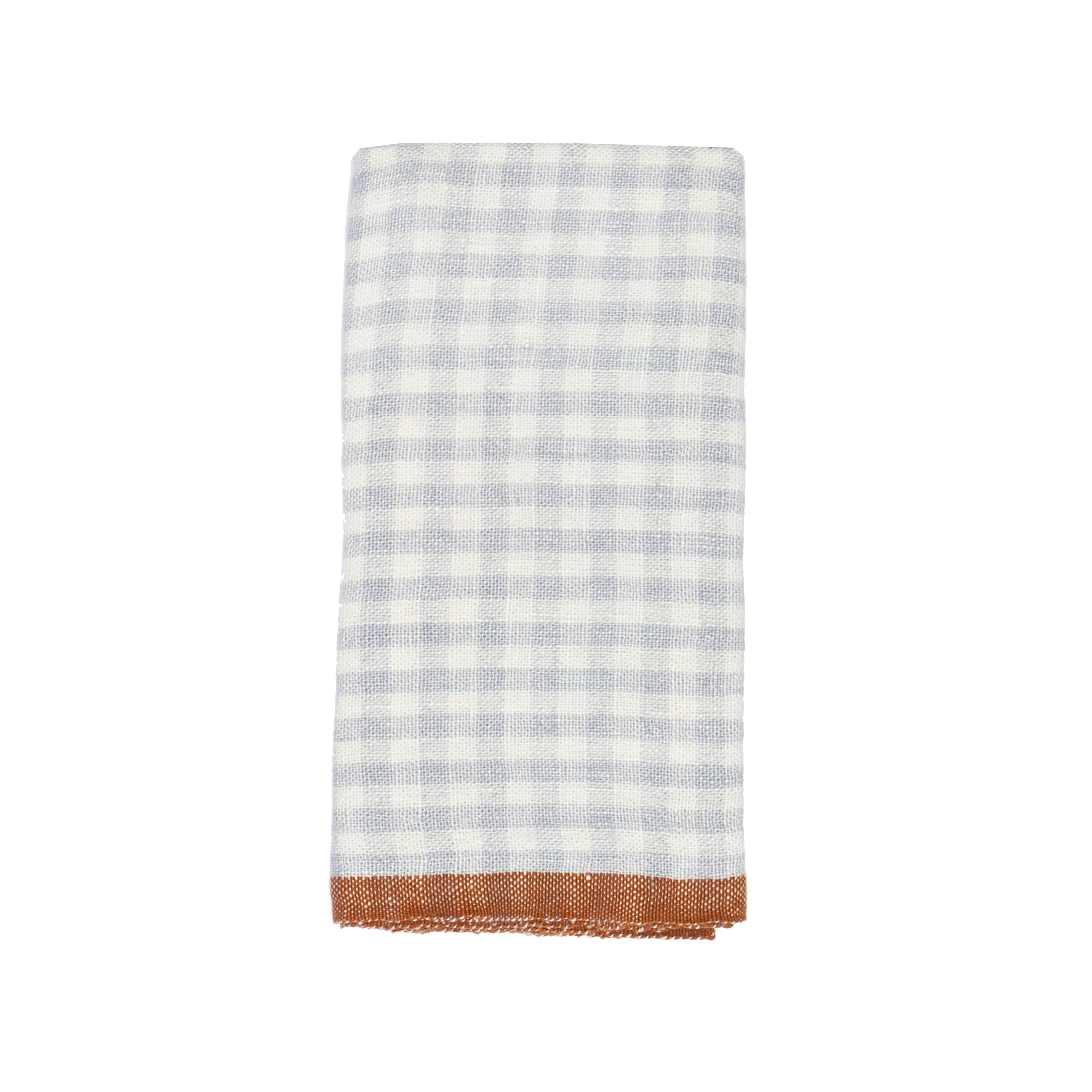 Caravan Home - Wholesale Dishcloth - Two-Tone Gingham Blue/Cognac Tea Towels 20x30 - Set of 21