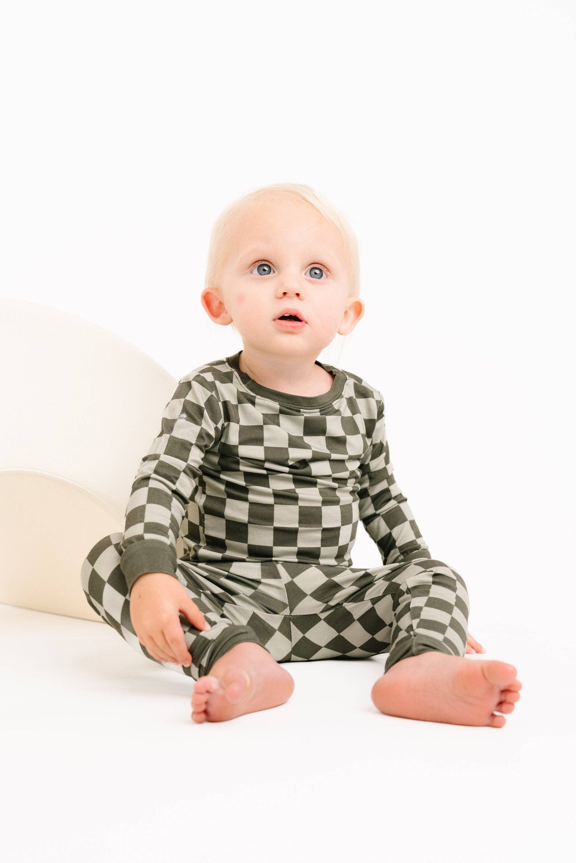 Little One Shop - Wholesale Top & Pant Set - Baby - Pine Checkered Bamboo Set1