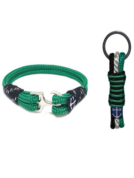 Green-White-Black Nautical Bracelet & Keychain for wholesale by Bran Marion