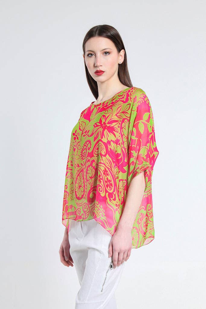 TINA Stephens Italy/Tees By Tina - Wholesale Kaftan - Women's - Marjorie Island Fantasy 3/4 Sleeve Slim Kaftan with Sim (BQ241F)10