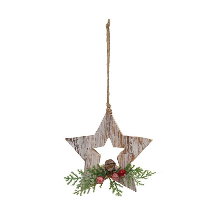 Birch Wood Star Christmas Ornament for wholesale by Bright Ideas