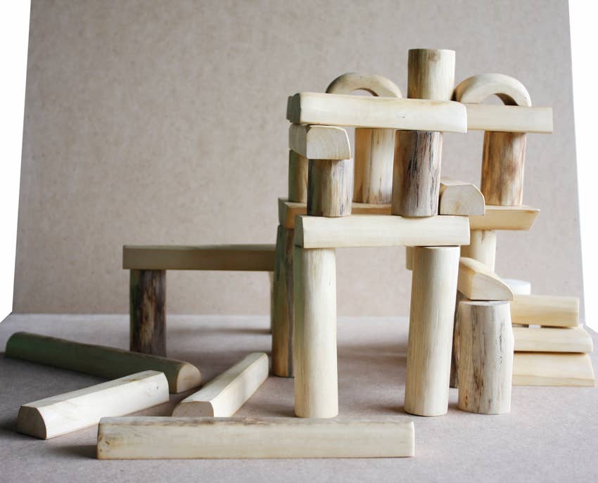 Q Toys - Venta al por mayor Conjunto de juguetes - Niños - Bloques de árboles naturales con corteza4