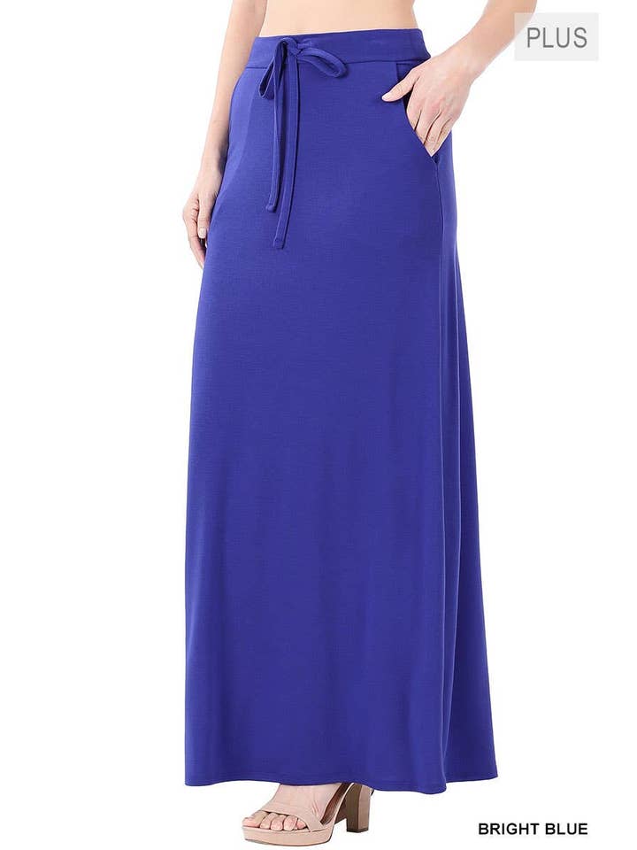 Vanilla Monkey - Wholesale Skirt - Women's - Plus Maxi Skirt Drawstring & Pockets