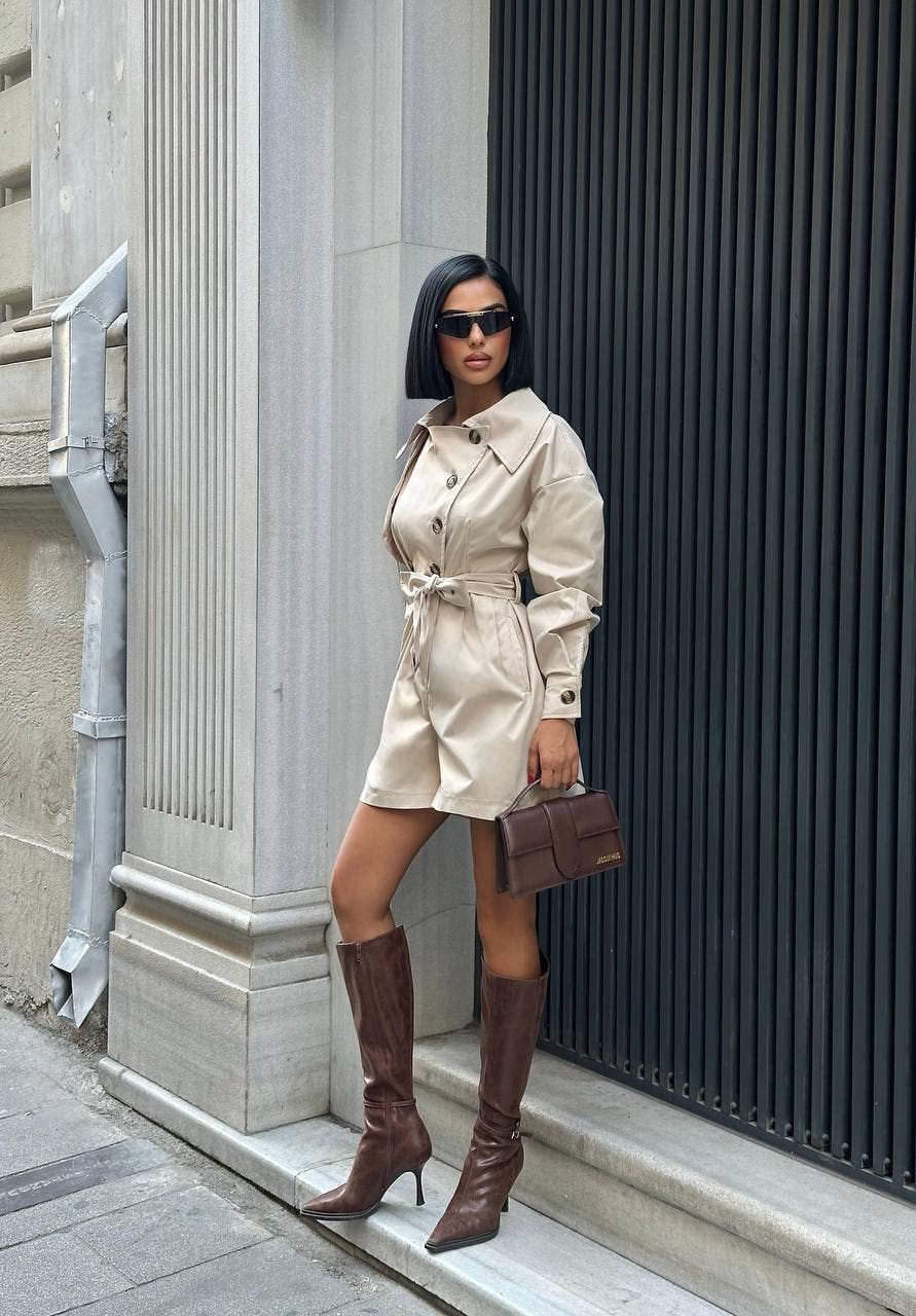 Standpoint Top - Wholesale Romper - Women's - Urban Allure Romper Tailored Belted Trench Style - 1252