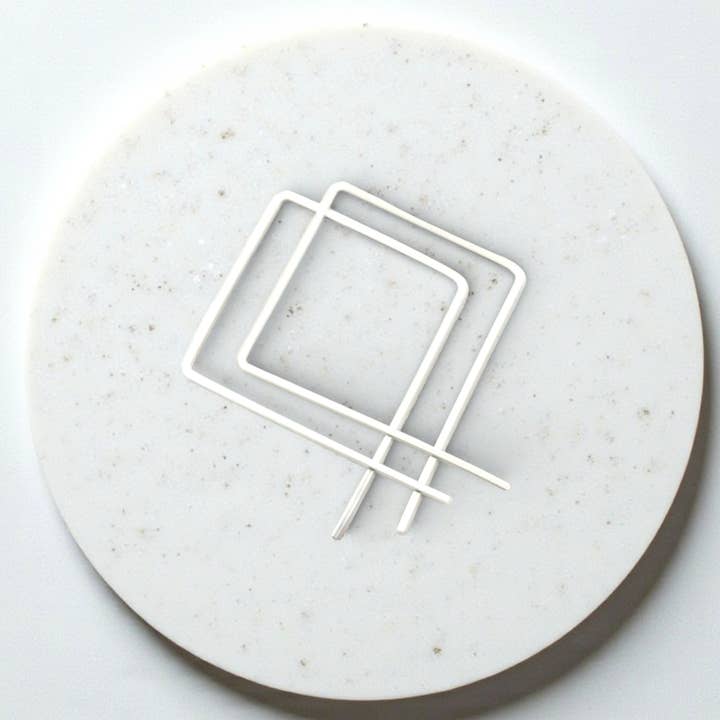 Sterling Silver Square Geometric Hoop Earrings for wholesale by Bijou by SAM