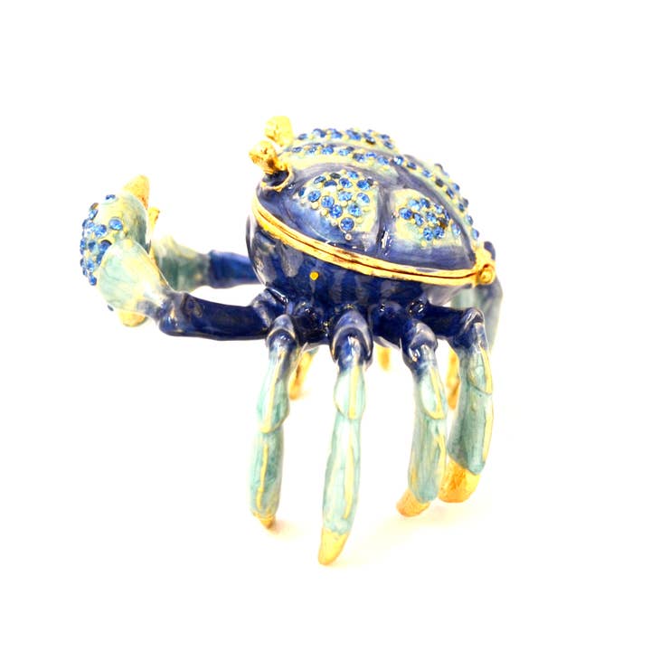 Ciel Collectables - Wholesale Jewelry Box/Organizer - Bejeweled Green Crab Trinket Box. Hand Set Swarovski7