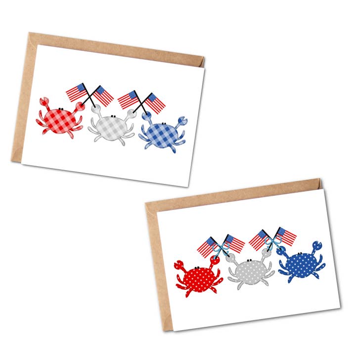 4th of July Crabs Patriotic Holiday Greeting Card for wholesale by Simply Crafty