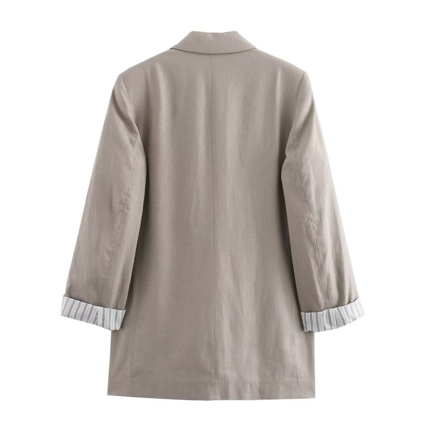 alberalkirk - Vente Blazer – femme - Blazer à manches retroussées en mélange de lin pour femme N5A4131