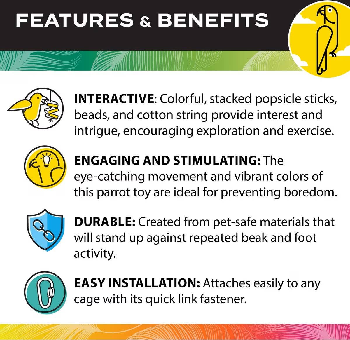 Caitec Inc - Wholesale Bird Swing/Toy - Medium Confetti Shredder Bird Toy Featherland Paradise1