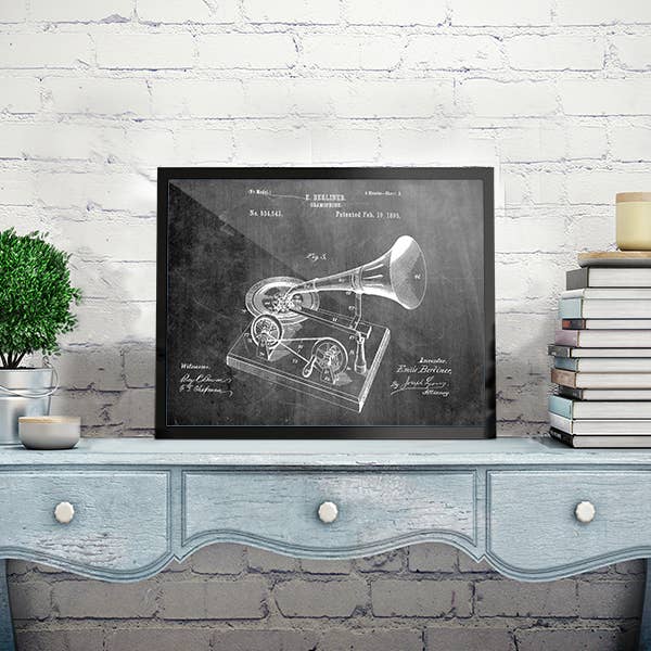 Fresh Prints of CT - Wholesale Art Print - Gramophone 1895 Patent Art Print - Music4