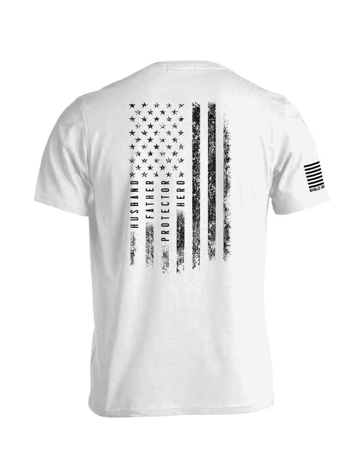 Shield Republic - Wholesale Screen Printed T-Shirt - Men's - Husband Father Protector Hero American Flag