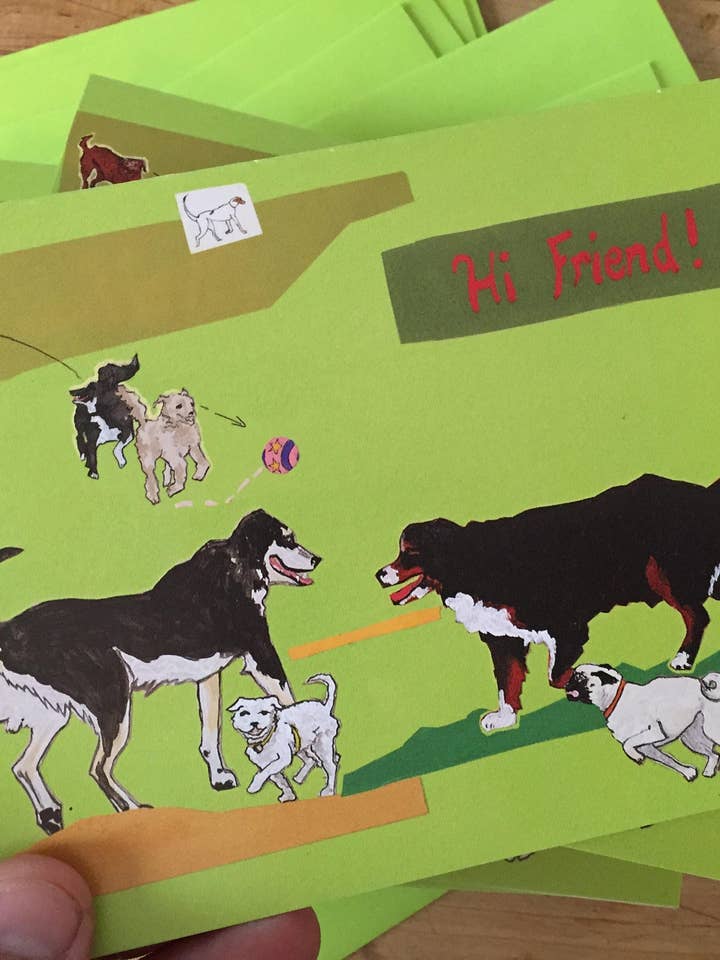 Hi Friend Boxed Blank Note Cards With Dogs for wholesale by Sunde White Industries