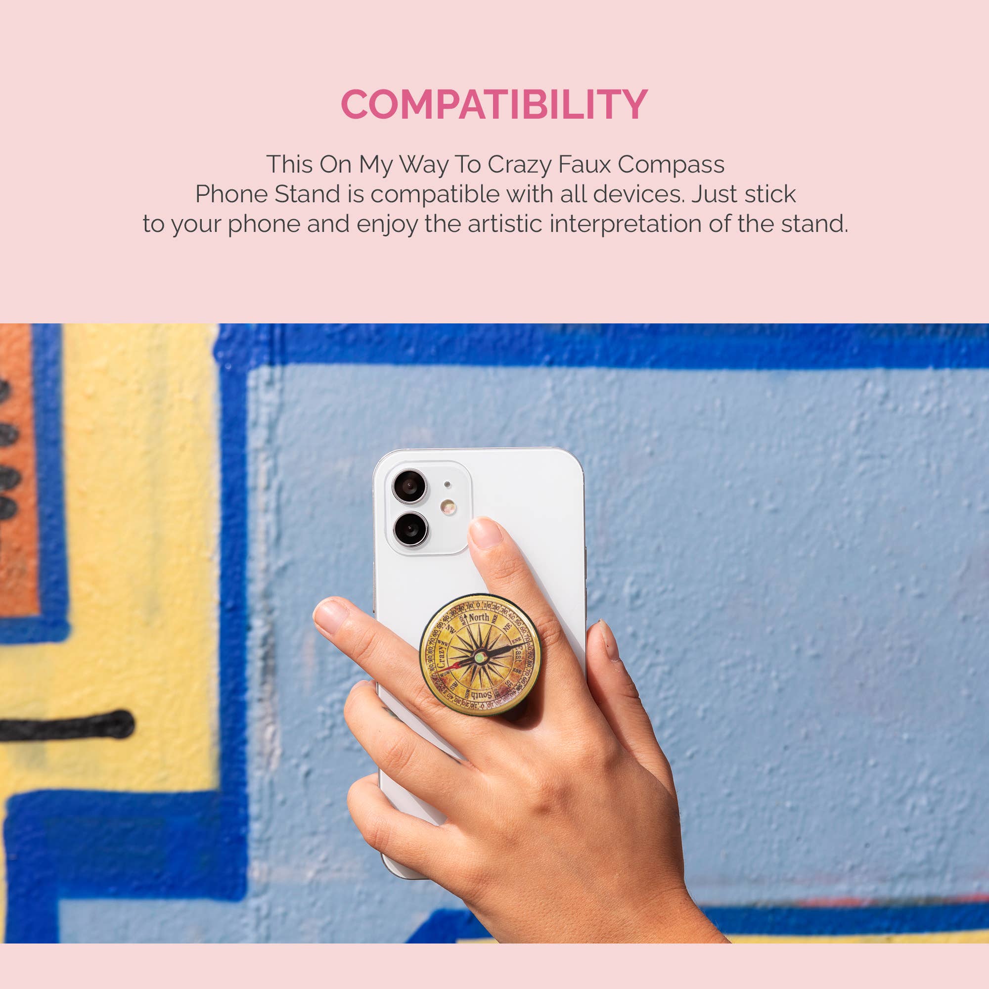 NoMonet - Wholesale Phone/Tablet Stand - On My Way to Crazy - Faux Compass Adjustable Phone Stand2