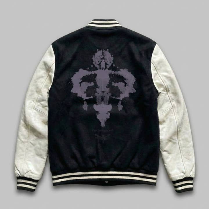 Oldschool collegejacka Psycho för wholesale av Mary Cotton Couture
