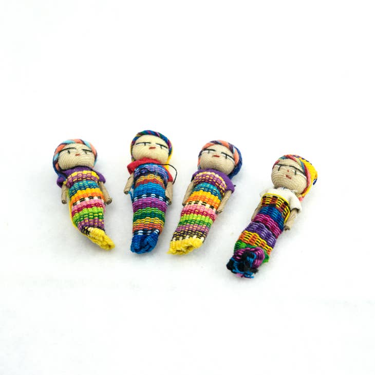 Hand-Loomed Cotton Worry Doll Heart Wreath From Guatemala - Amor