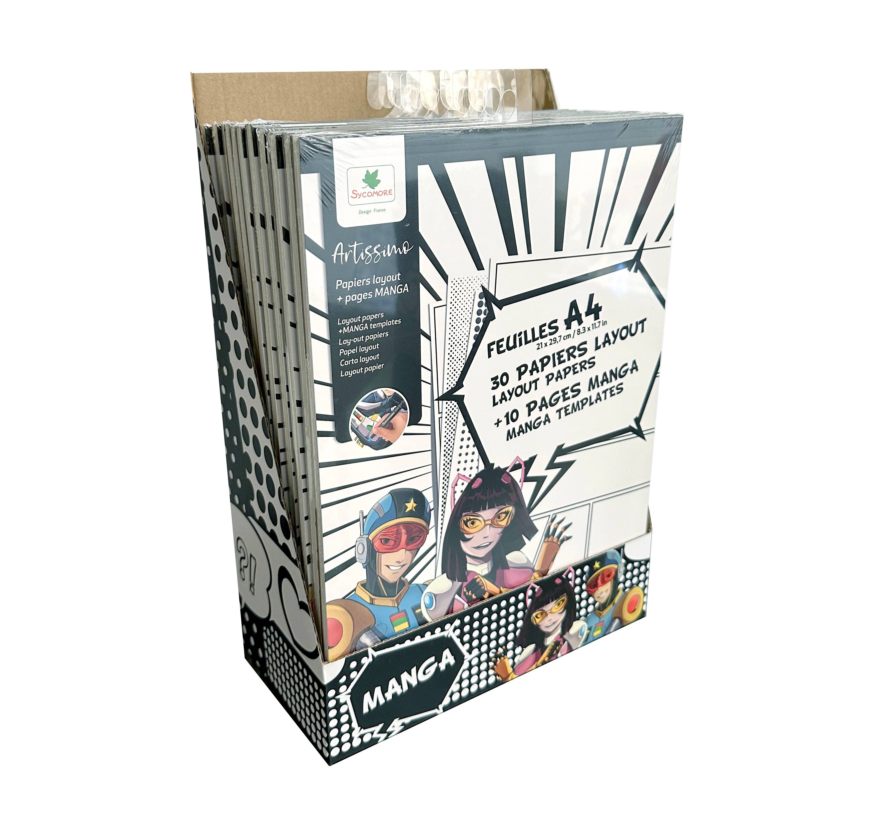 BTL Diffusion UK LTD – wholesale Art set – Child & baby – Sycomore MANGA LAYOUT PAPERS PAD A4 + TEXTURES CDU1