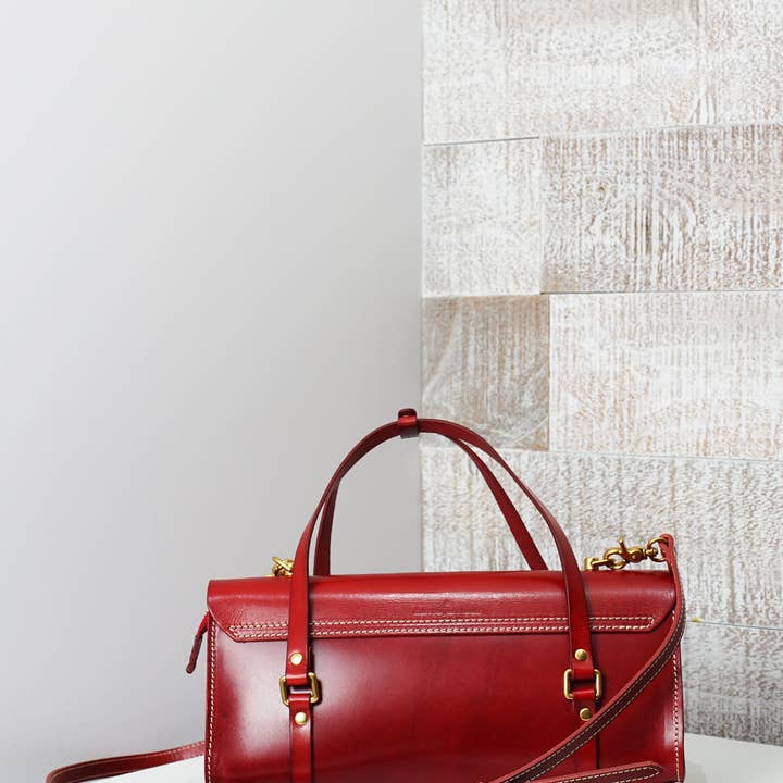 UPPDOO - Wholesale Satchel - Women's - Vive 2.0 Classic Baguette Satchel- Ruby2