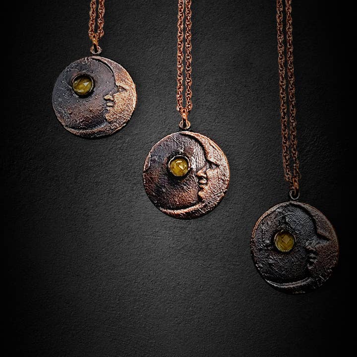 MergingMetals - Wholesale Pendant/Charm Necklace - Goodnight Moon Necklace with Lemon Quartz