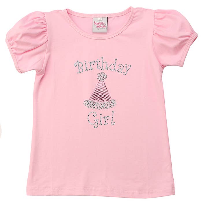 Sparkle Sisters by Couture Clips – wholesale T-shirt – Kids – Studded Birthday Girl puff sleeve tee1