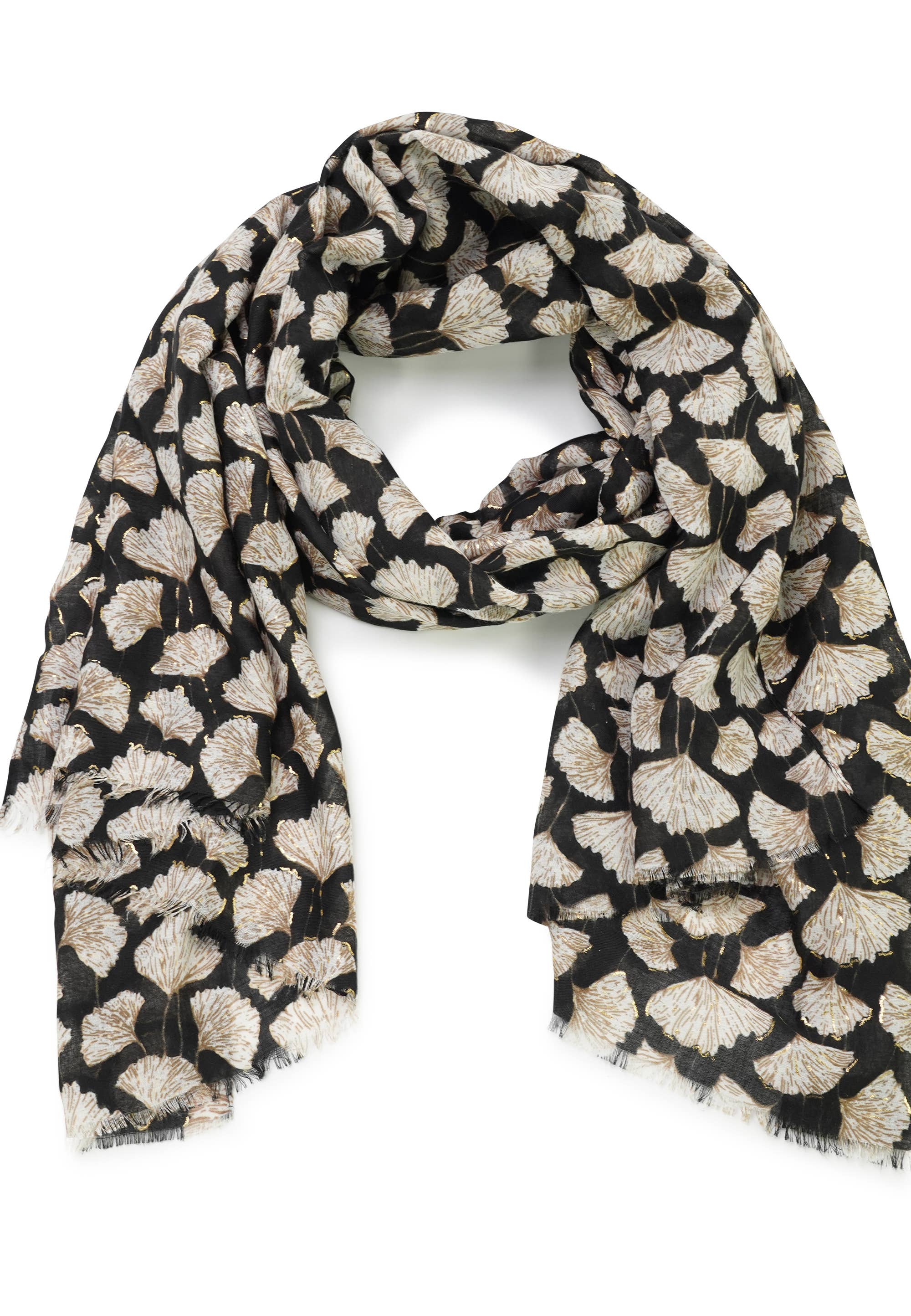 HJS – wholesale Scarf – Women's – Printed scarf 'CLOVER' - made of viscose with golden print10