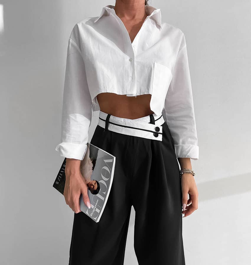 Black Contrast color suit trousers for wholesale on Faire9