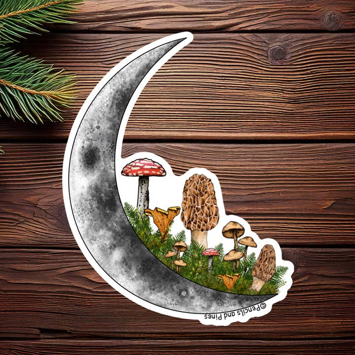 Pencils and Pines - Wholesale Sticker - Mushroom Moon Sticker0