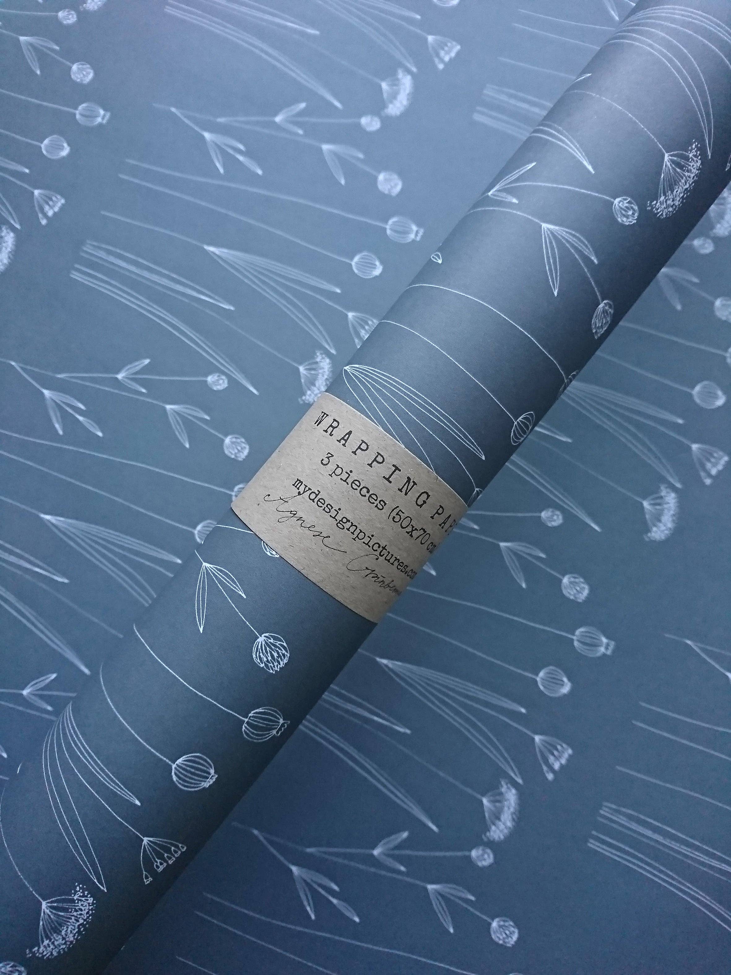 MyDesignPictures - Vente Feuille de papier cadeau - Lot de 3 feuilles de papier cadeau blanc à motif floral4