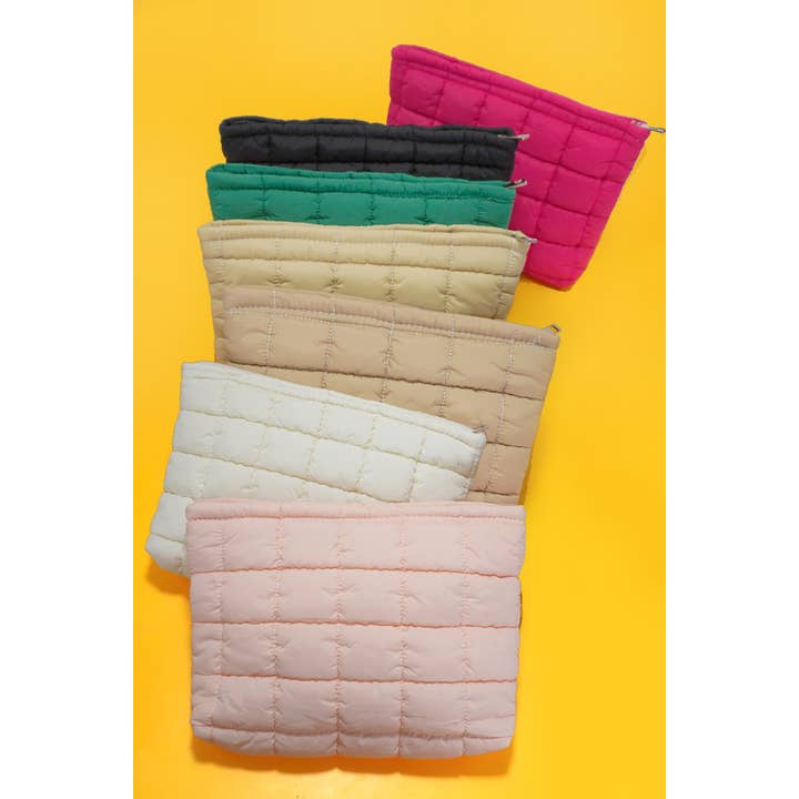 JOSSLYN by wall to wall - Wholesale Makeup/Cosmetic Bag - QUILTED PUFFY COSMETIC MAKEUP POUCH CLUTCH BAG | 40P538