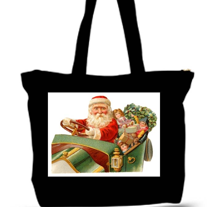 Vintage-Santa-Christmas Large Tote Grocery & Stuff Bag for wholesale by BMS BIZ